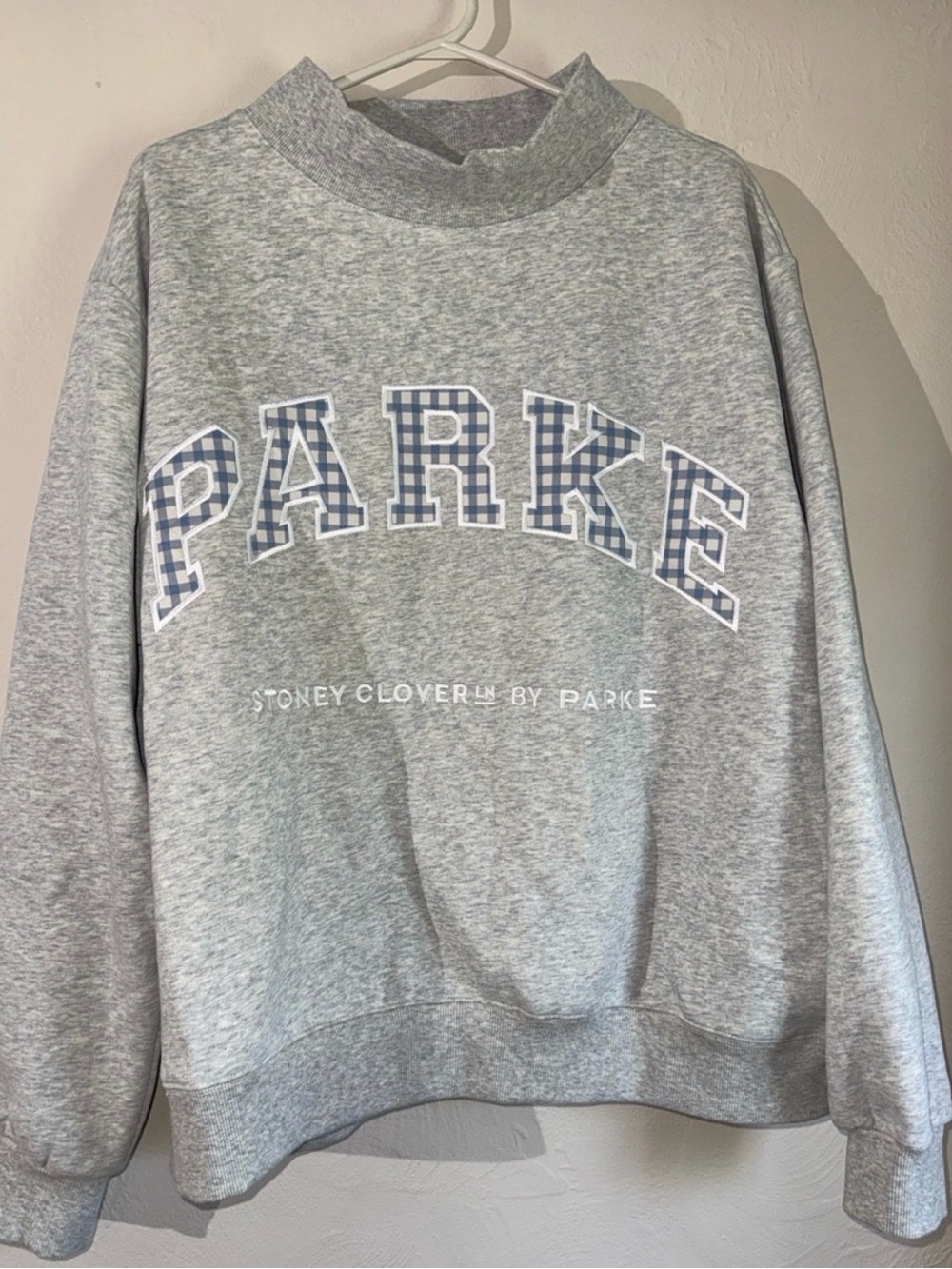 NWOT—PARKE Stoney Clover Lane x Parke Blue Gingham Mockneck Sweatshirt
